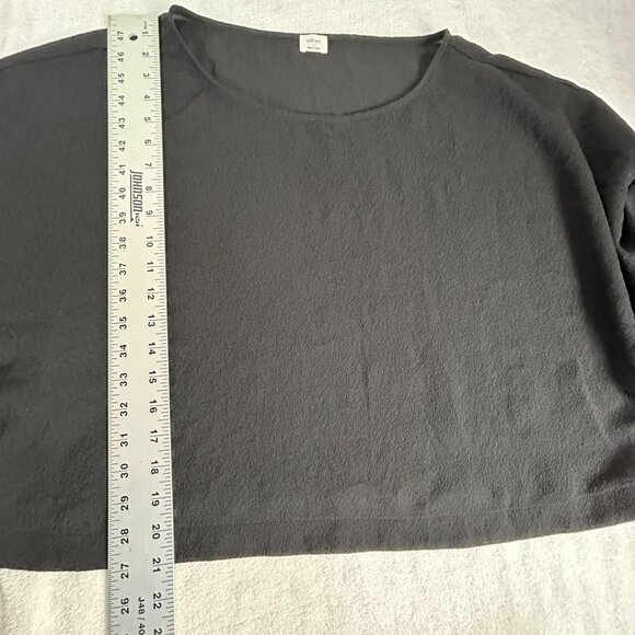 Wilfred Womens Black Textured Loose Fit Cropped Blouse Large 3/4 Sleeve Casual - Picture 8 of 8